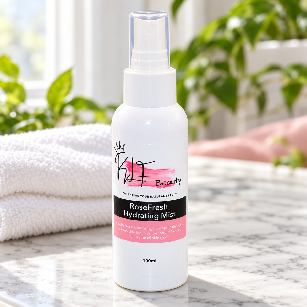 KLF Beauty RoseFresh Hydrating Mist in a spa setting