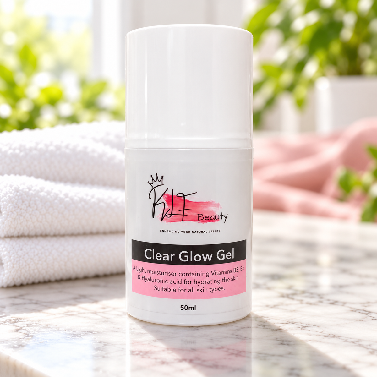 KLF Beauty Clear Glow Gel in a spa setting