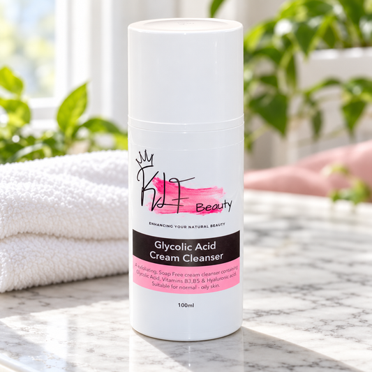 KLF Beauty Glycolic Acid Cream Cleanser in a spa setting