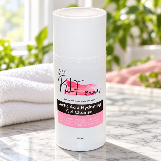 KLF Beauty Lactic Acid Hydrating Gel Cleanser in a spa setting