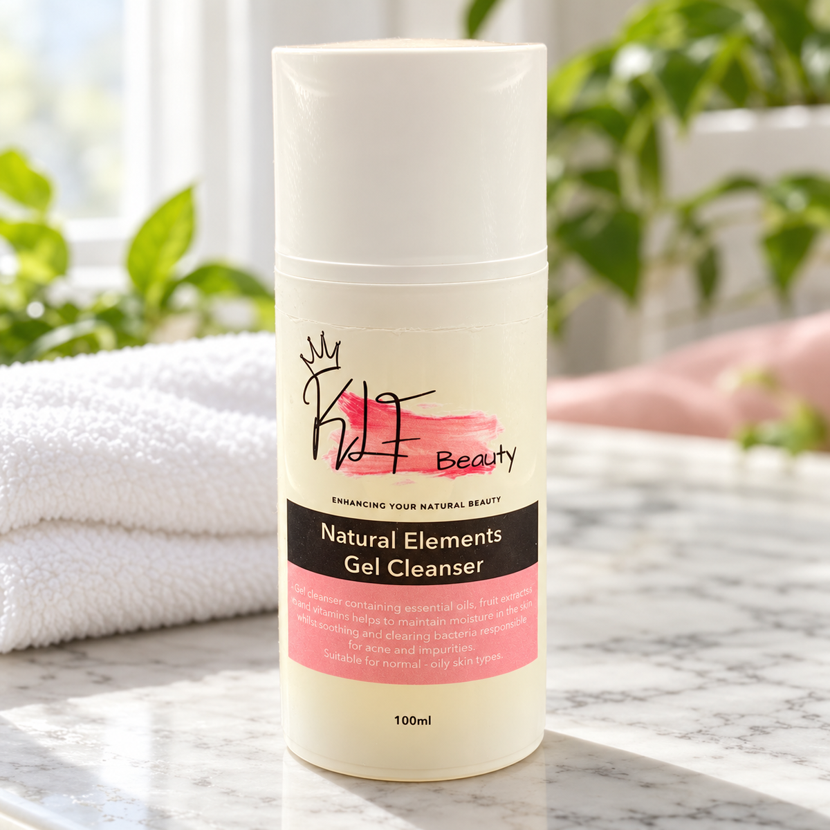 KLF Beauty Natural Elements Gel Cleanser in a spa setting