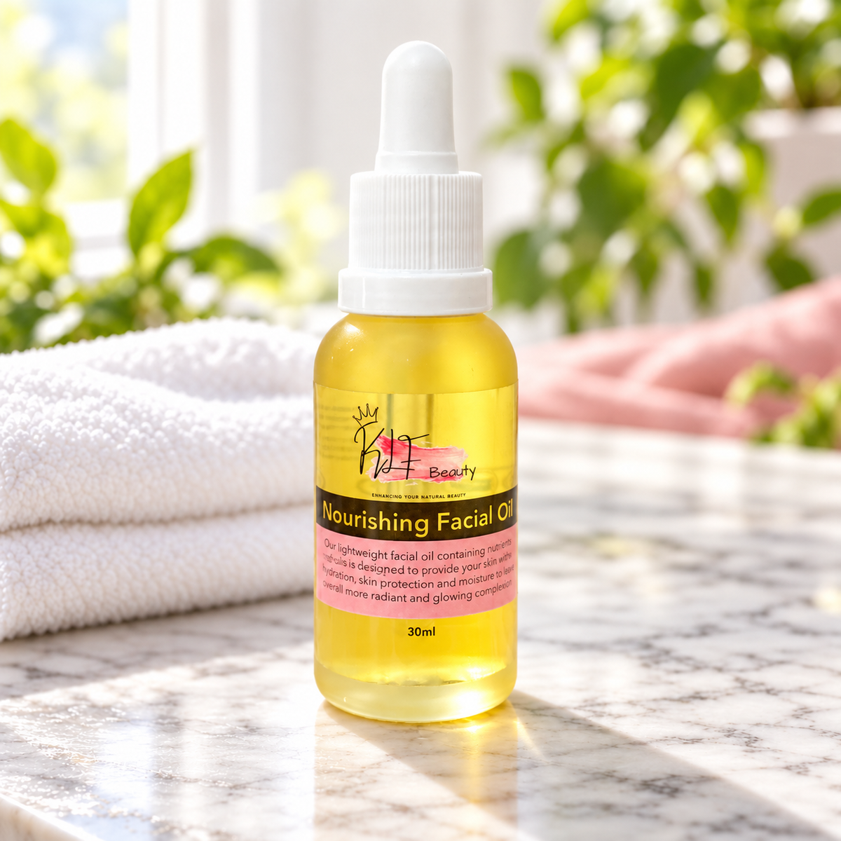 KLF Beauty Nourishing Facial Oil in a spa setting